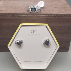 BOMB PARTY Black Ice Crystal Earring And Ring Set